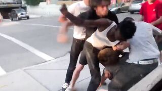 Dude throws the first punch, gets put to sleep instantly